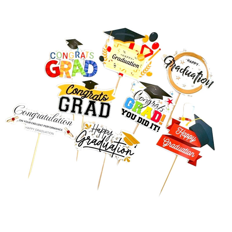 Wholesale 5PCS/PACK Graduation Season Acrylic Paper Cake Card Decoration